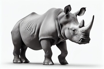 Fototapeta premium Rhino Isolated On White. Generative AI