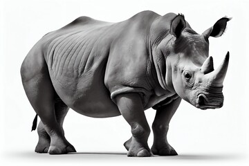 Rhino Isolated On White. Generative AI