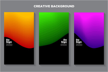 Vector colorful wave geometric shape with color gradation for banner and brochure design with black blank space