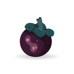 Juicy, ripe mangosteen. Vector illustration in cartoon style.