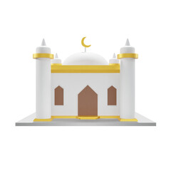 muslim mosque  3d illustration, ramadhan, icon,view render, hd,  premium quality, alpha background, PNG format