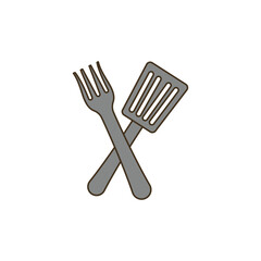 Fork and spatula icon PNG image with transparent background