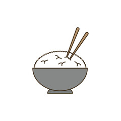 Rice with chopsticks PNG image icon with transparent background