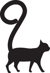 しっぽが数字の「9」になっている猫のシルエット