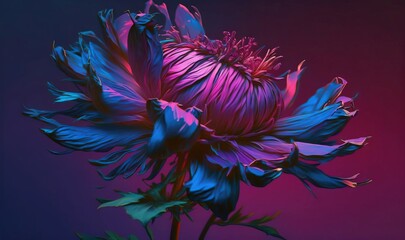 Fototapeta na wymiar a purple and blue flower on a purple and pink background. generative ai
