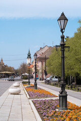 Fototapeta na wymiar Historic city center and central city park of Sombor Serbia