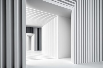 White minimalistic striped interior, abstract background. Generative AI