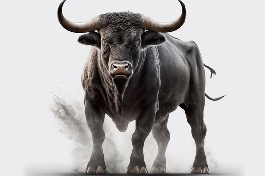 Angry black bull. Generative AI