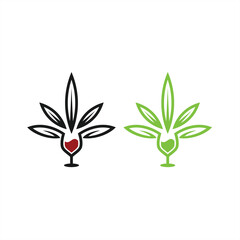 cannabis leaves with wine