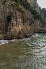 View of lava, basalt columns with blacksea. Güzelcehisar is famous for its lava basalt columns....