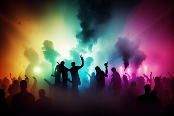 Fototapeta premium people celebrating in night club, ai generated