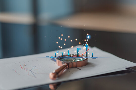 business finance technology and investment concept. Stock Market Investments Funds and Digital Assets. businessman analyzing forex trading graph financial data. Business finance background.