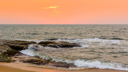 Someswar sea beach during sunset at Arabian sea in Mangalore India.	