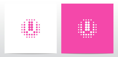 Dots Alphabet In The Middle Letter Logo Design U © recehan