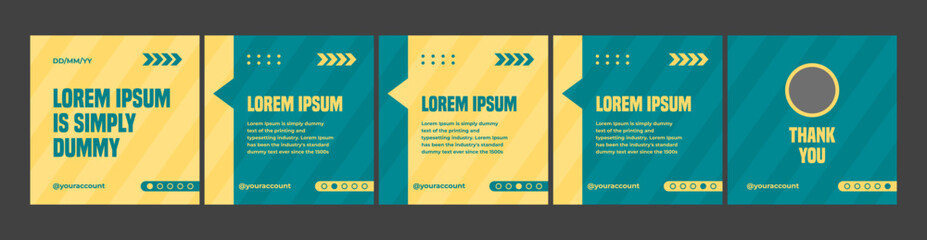 Obraz premium carousel layout templates. microblog or carousel social media template with yellow and green color combination