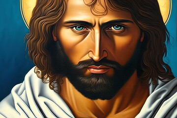 Oil Paint of Jesus Christ, The savior of mankind. Generative AI