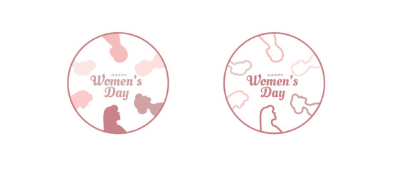 Abstract happy women's day logo, happy women's day, love vector logo design, pink color, red color, black color logo design