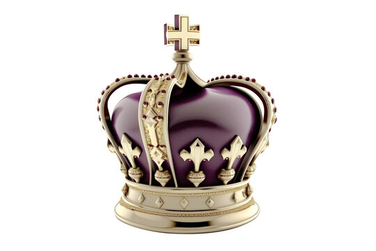 English golden crown with jewels isolated on white with clipping path. Royal symbol of UK monarchy. Generative ai