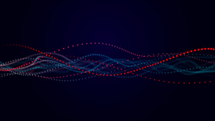 Abstract bright wave. The flow of musical sounds. 3D rendering.