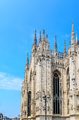 Fototapeta na wymiar famous Milan Cathedral (Duomo di Milano) on piazza in Milan, Italy