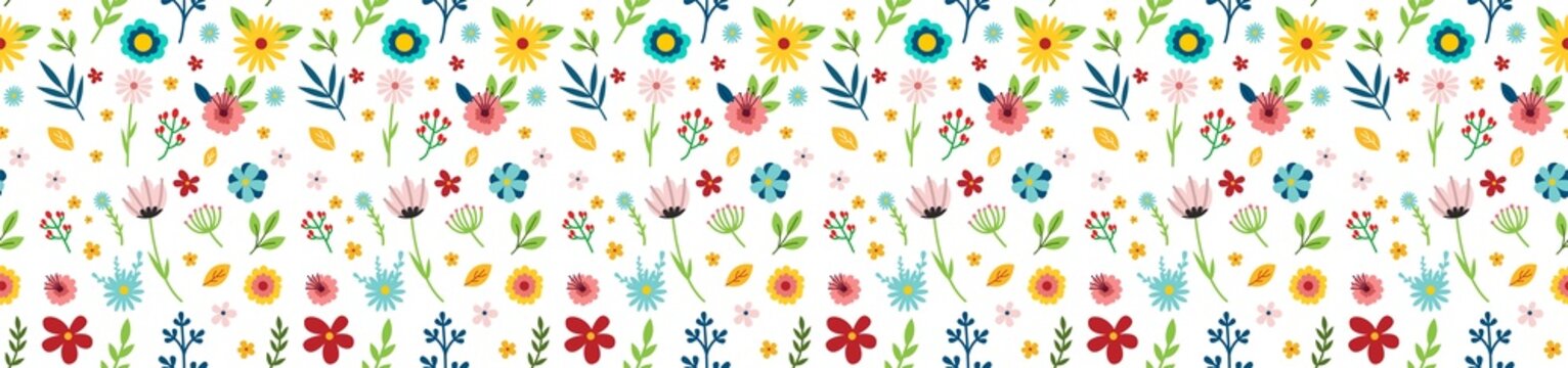 Spring flower pattern on a transparent background. Spring flowers pattern for your design. PNG image