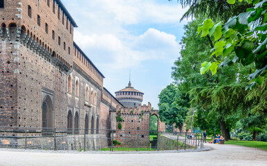 Sforza Castle (Castello Sforzesco), a castle in Milan, Italy. It was built in the 15th century by...