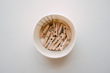 The clothespin is in a ceramic