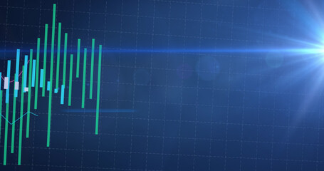 Image of data processing on blue background