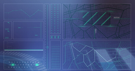 Image of 6g text and data processing over blue background