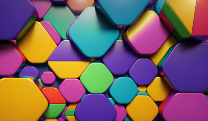 rainbow colors hexagons and other shapes modern background 3d illustration generated with generative ai