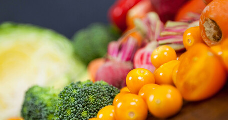 Image of spots over fresh vegetables