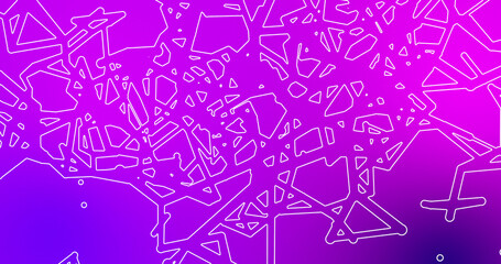 Image of white network of connections spinning over pink background