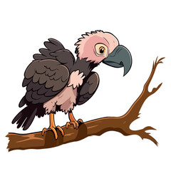Little cute vulture. Little baby vulture. A friendly little vulture with big eyes. Nice character graphics made in vector graphics. Illustration for a child.