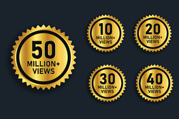 50 Million views golden stamp design.
