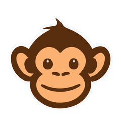 Simple vector graphics, monkey head. A simple logo or pictogram of a smiling monkey.