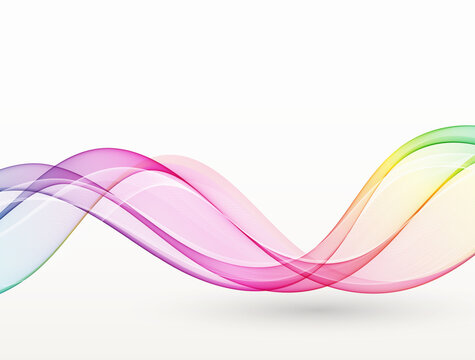 Abstract colorful smooth wave lines, white background. Design element for technology, science, music or modern concept.