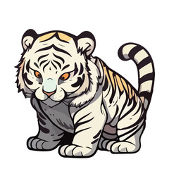 Fototapeta na wymiar Little white tiger. Little baby tiger. A friendly little tiger with big eyes. Nice character graphics made in vector graphics. Illustration for a child.