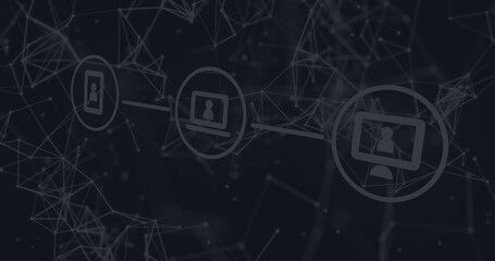 Image of online technology icons and digital data processing