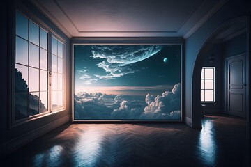 sky in room created using Generative AI Technology