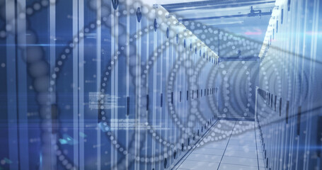 Image of shapes and spots over server room