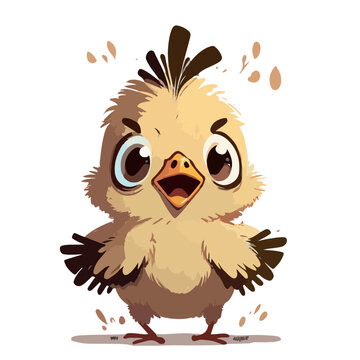 Little brown chick, chick. Little hen baby. A friendly little chick with big dark eyes. Nice character graphics made in vector graphics. Illustration for a child.