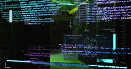 Image of data processing on black background