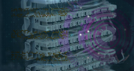 Image of scope scanning and data processing over server room