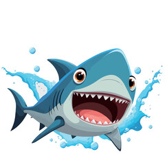 Little cute shark Little baby shark. A friendly little shark with big eyes. Nice character graphics made in vector graphics. Illustration for a child.