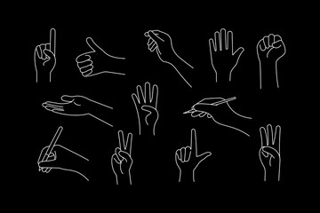 Simple hands gestures collection in hand drawn style