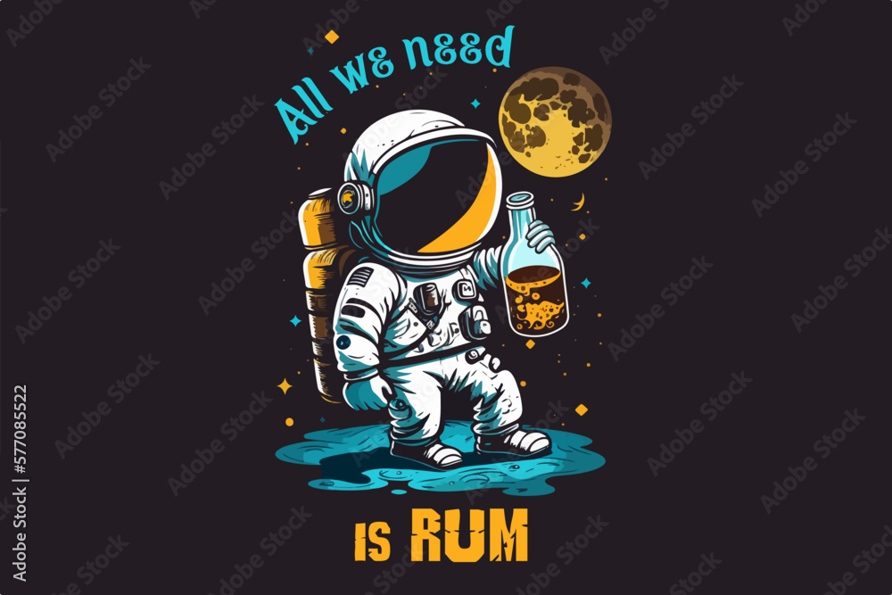 Wall mural space pirate rum vector illustration for t-shirt