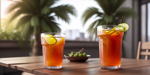 A healthy and wholesome citrus drink, a summer refreshing drink made from orange, generative ai	