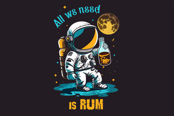 Space Pirate rum vector illustration for t-shirt