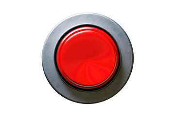 Red Button isolated on white, ready for clipping path. Created with Generative AI technology.