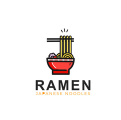 bowl of noodle ramen udon Japanese food logo professional